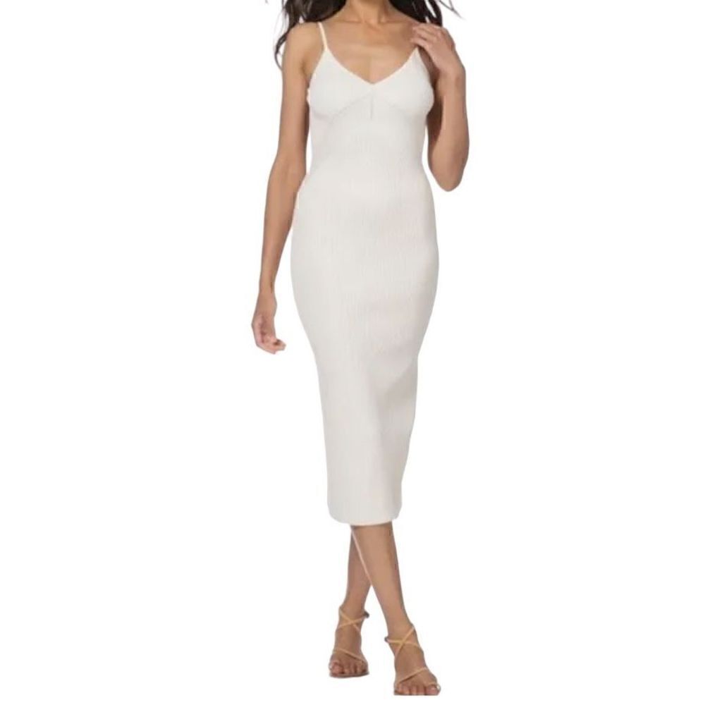 Rag & Bone Asher Backless Rib Knitted Dress Midi Length Ivory Size XL